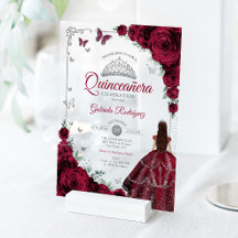 Elegante Chic Rosa Burgundy Quinceañera