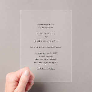 Invitaciones Acrílicas Elegante Clásico Boda Guardar la Fecha