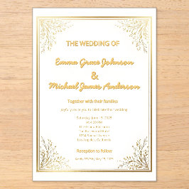 Invitaciones Acrílicas Elegante Clásico con Hojuela de Oro