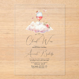 Invitaciones Acrílicas Elegante Cloud Wine Clear Bridal Shower