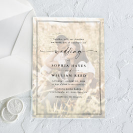 Invitaciones Acrílicas Elegante código QR foto boda