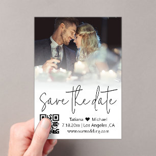 Invitaciones Acrílicas elegante código qr foto de guión de moda guardar l