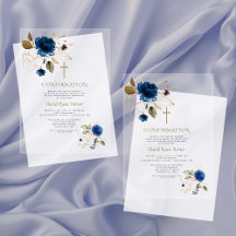 Elegante Confirmación de Niño Flores Azules y Dora