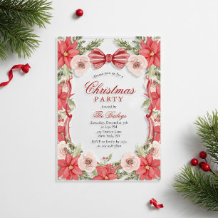 Invitaciones Acrílicas Elegante Coqueta Fiesta Floral de Navidad