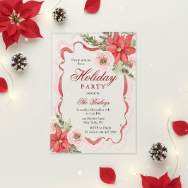 Invitaciones Acrílicas Elegante Coqueta Fiesta Floral de Navidad