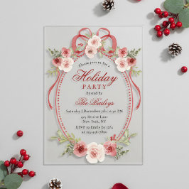 Invitaciones Acrílicas Elegante Coqueta Fiesta Floral de Navidad