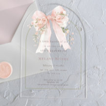 Elegante Coqueta Rosas Rubor Rosa Lazo Baby Shower
