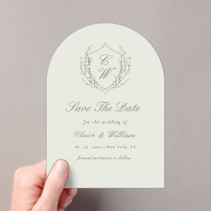 Invitaciones Acrílicas Elegante Corona de Cima Save the Date