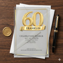Elegante Cumpleaños 60 Icono Dorado Edad Gris Suav