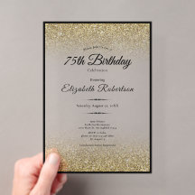 Elegante Cumpleaños 75 Brillante Negro y Dorado