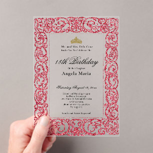 Invitaciones Acrílicas Elegante Debut de 18 Cumpleaños