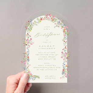Invitaciones Acrílicas elegante delicado arco floral de primavera para Ba
