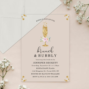 Invitaciones Acrílicas Elegante Desayuno Brunch de Despedida de Soltera y