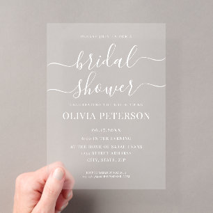 Invitaciones Acrílicas Elegante Despedida de Soltera en Blanco y Negro Sc