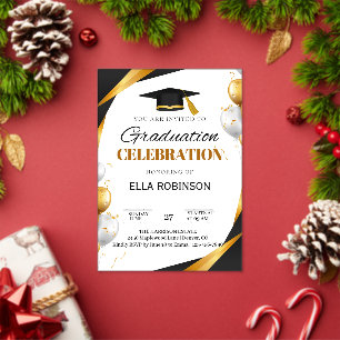 Invitaciones Acrílicas Elegante Dorado y Negro