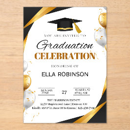 Invitaciones Acrílicas Elegante Dorado y Negro