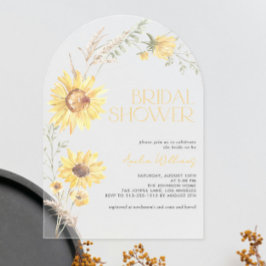 Invitaciones Acrílicas Elegante Ducha Boho Sunflower Botánica Bridal