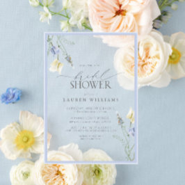Invitaciones Acrílicas Elegante ducha de flores salvajes azul turquesa