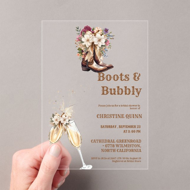 Invitaciones Acrílicas Elegante ducha de novias Boho Occidental Cowboy (Insitu (portátil))