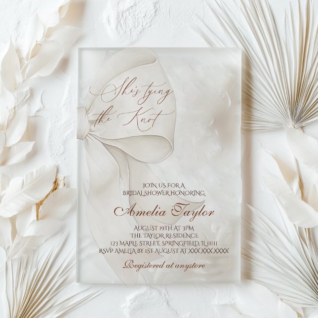Invitaciones Acrílicas Elegante ducha de novias Bow (Subido por el creador)