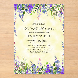 Invitaciones Acrílicas Elegante ducha marrón floral amarilla novia