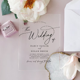 Invitaciones Acrílicas Elegante encanto negro simple Boho Boda moderno