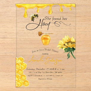 Invitaciones Acrílicas Elegante, Encontró Su Ducha De Novias De Abeja