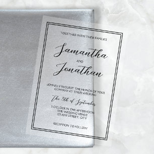Invitaciones Acrílicas Elegante escritura caligráfica minimalista para bo