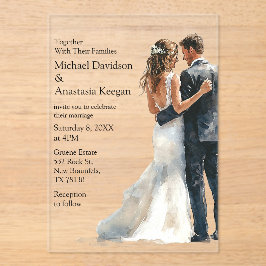 Invitaciones Acrílicas elegante escritura moderna novia y novio boda 