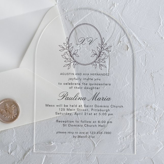 Invitaciones Acrílicas Elegante Escudo Formal Quinceañera (Subido por el creador)