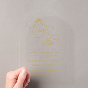 Invitaciones Acrílicas Elegante Fiesta de Bebé Princesa Érase Una Vez