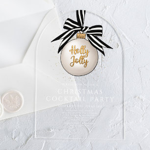 Invitaciones Acrílicas Elegante Fiesta de Cocktail de Navidad en Blanco N