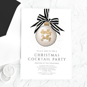 Invitaciones Acrílicas Elegante Fiesta de Cocktail de Navidad en Negro Bl