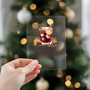 Invitaciones Acrílicas "Elegante Fiesta de cócteles de los Navidades rojo