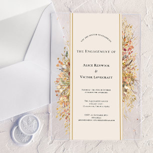 Invitaciones Acrílicas Elegante Fiesta de Compromiso Rústica de Otoño en 