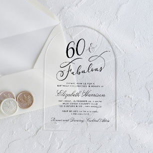Invitaciones Acrílicas Elegante fiesta de cumpleaños número 60