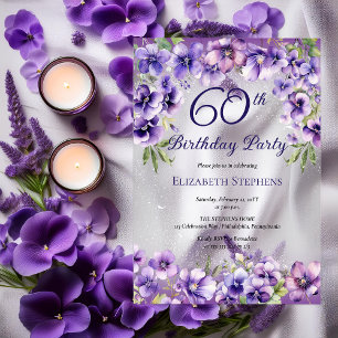Invitaciones Acrílicas Elegante fiesta de cumpleaños número 60 de violeta