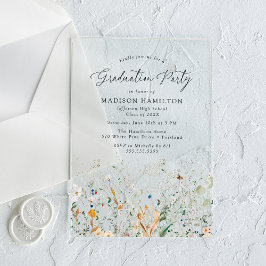 Invitaciones Acrílicas Elegante fiesta de graduación de Flores Silvestres