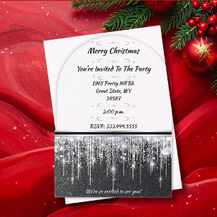 Invitaciones Acrílicas Elegante fiesta de Navidad con acentos plateados y