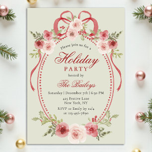 Invitaciones Acrílicas Elegante Fiesta de Navidades florales de Coquette