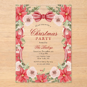 Invitaciones Acrílicas Elegante Fiesta de Navidades florales de Coquette