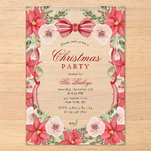 Invitaciones Acrílicas Elegante Fiesta de Navidades florales de Coquette