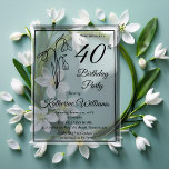 Invitaciones Acrílicas Elegante Fiesta de Nieves 40 Aniversario<br><div class="desc">Elegante diseño floral de nevadas en el mes de nacer,  "40th Birthday Fiesta",  con un motivo floral de nevada.</div>