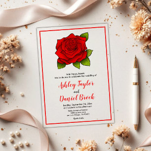 Invitaciones Acrílicas Elegante Flor de Boda Romántica Roja de Verano Flo