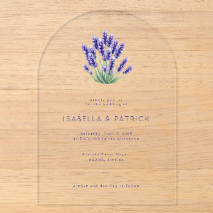Invitaciones Acrílicas Elegante Floral Lavanda