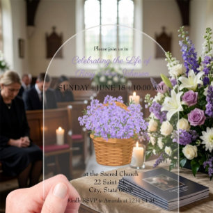 Invitaciones Acrílicas Elegante Floral Lavanda Acrílico Funeral