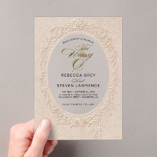 Invitaciones Acrílicas Elegante floral marco caligrafía boda