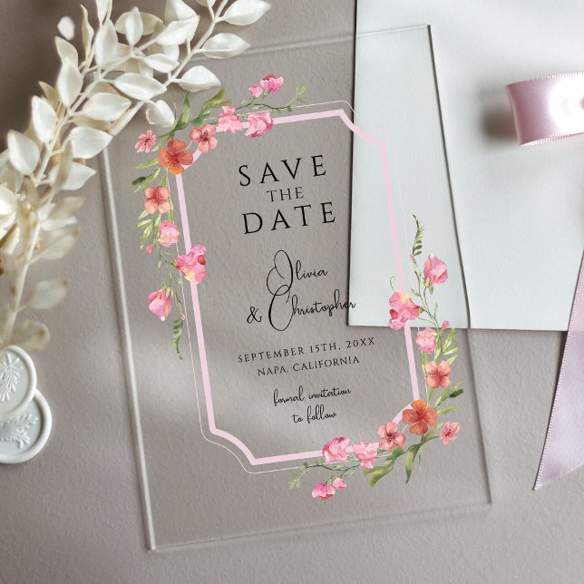 Invitaciones Acrílicas Elegante Floral Romántica Ahorra La Fecha (Subido por el creador)