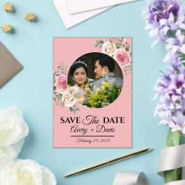 Invitaciones Acrílicas Elegante Floral Rosa Fecha de Guardado Totalmente