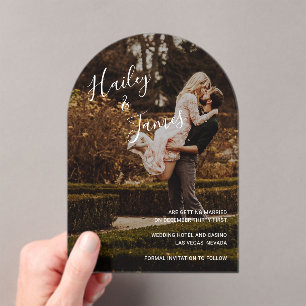 Invitaciones Acrílicas Elegante foto boda moderna salva la fecha